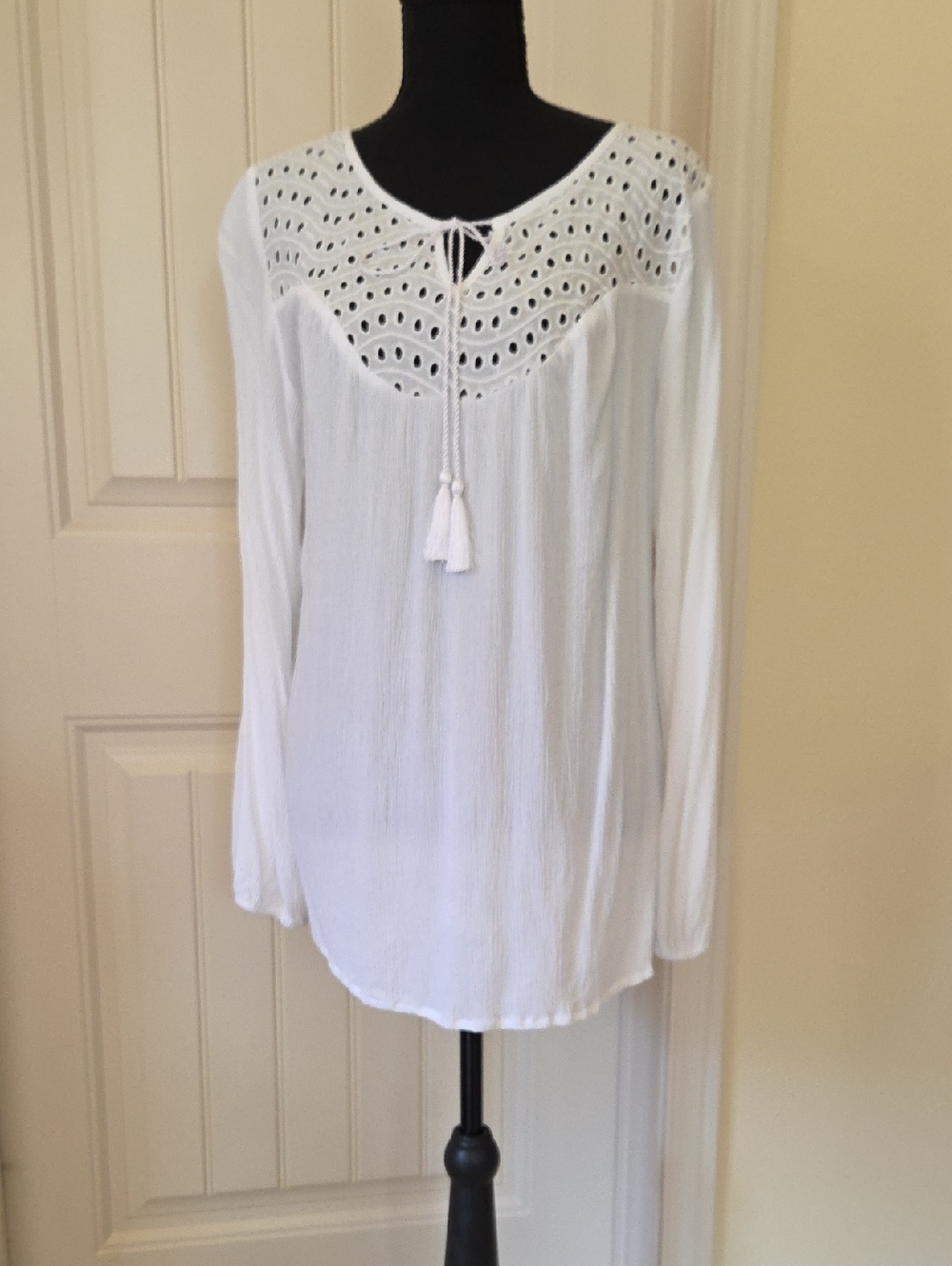 Lascana For Venus Eyelet Boho Blouse, Size L